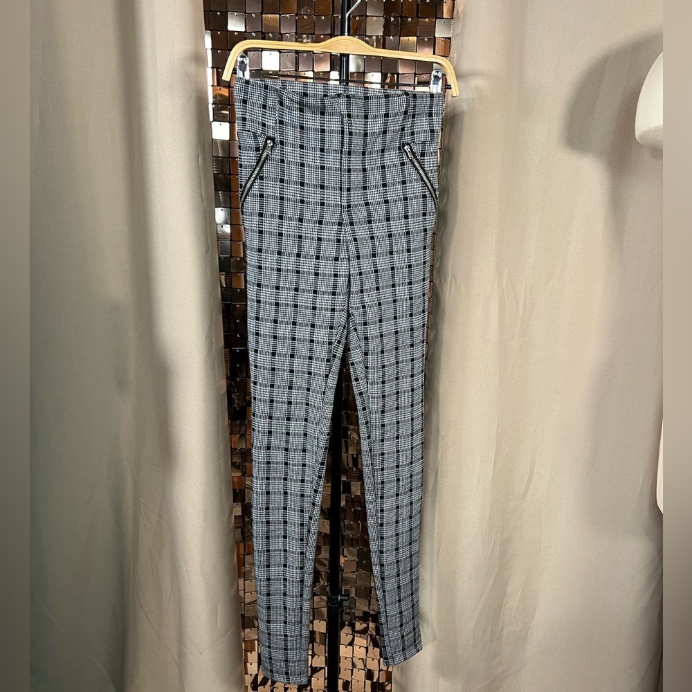 suzy shier black white checked legging size XS